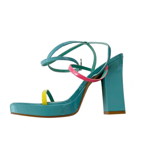 Marc Fisher Acres Heeled Platform Retro Ankle Wrap Tie Sandal Size 9.5 NWT - Picture 4 of 15